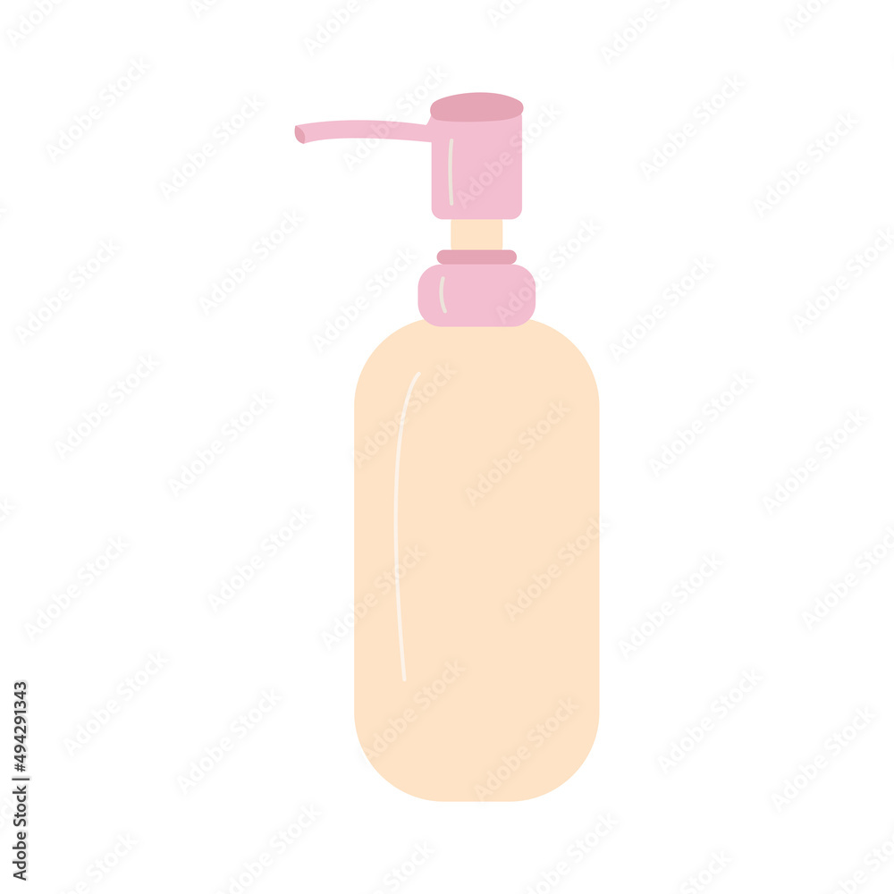 Detergent dispenser. Jar for liquid soap or shampoo. Hygiene product. Bathroom accessories. Colorful vector isolated illustration hand drawn Detergent dispenser. Jar for liquid soap or shampoo. Hygiene product. Bathroom accessories. Colorful vector isolated illustration hand drawn