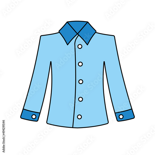 Blue long sleeve dress shirt isolated cartoon vector