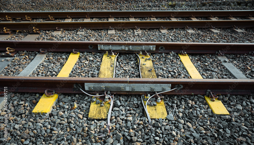 rail connection. railroad ties to connect each other. rail connection. railroad ties to connect each other.