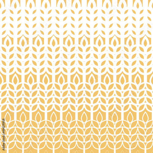 Wheat seamless pattern. Grain malt and barley, oat, rice, millet, maize, bran or corn. Beige ear background. Texture plant for design agriculture prints. Flour patern for bread. Vector illustration