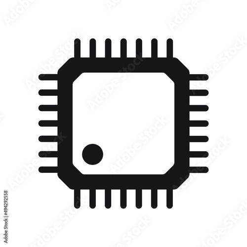 Electronic chip vector icon isolated on white background. Computer chip icon, cpu microprocessor chip icon.
