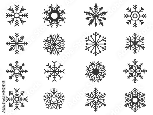 Big set of design holiday snowflakes isolate on white background. Vector illustration. 