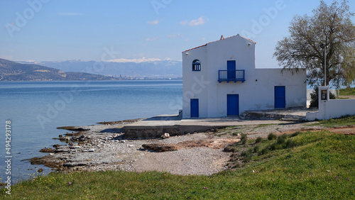 Greek poet Angelos Sikelianos and his summer house at island of Salamina, Saronic Gulf, Greece.