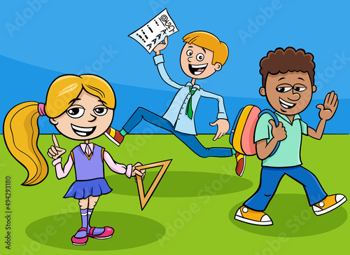 children back to school cartoon illustration set
