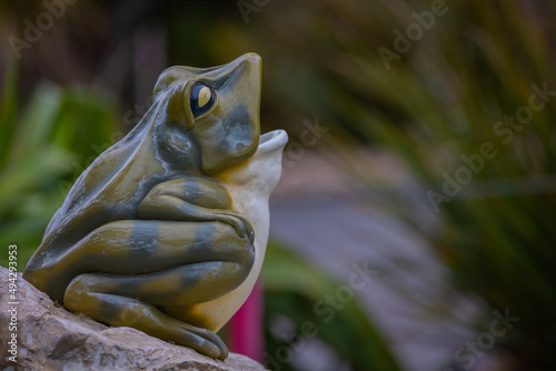 Frog Statue with Mouth Open Pointed Toward Sky © Serene SBS