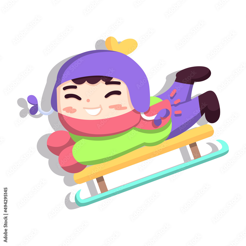Isolated girl table snow winter kids play enjoy vector illustation Isolated girl table snow winter kids play enjoy vector illustation