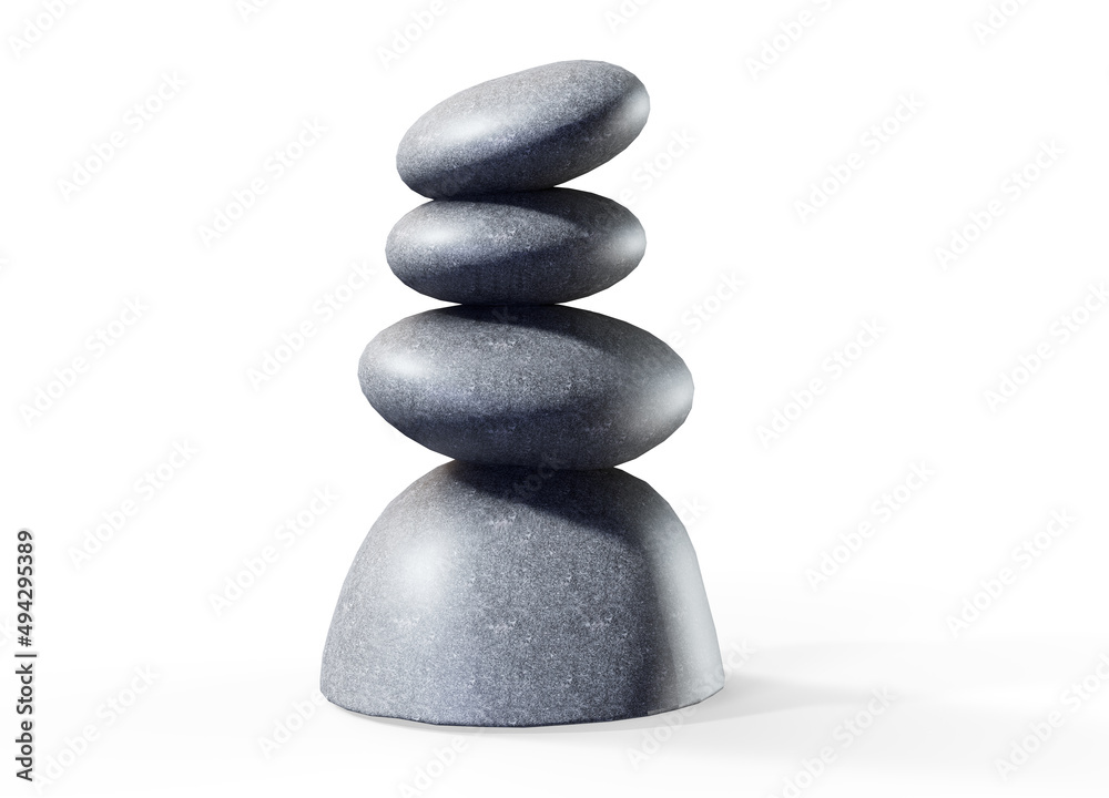 Conceptual of image with meditation stones. This is a 3d render illustration Conceptual of image with meditation stones. This is a 3d render illustration