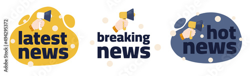Hot News World Breaking Reportage Typography Banner Template Set.