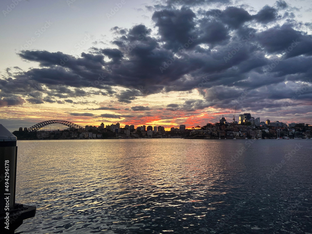 Naklejka premium sunset over the harbour