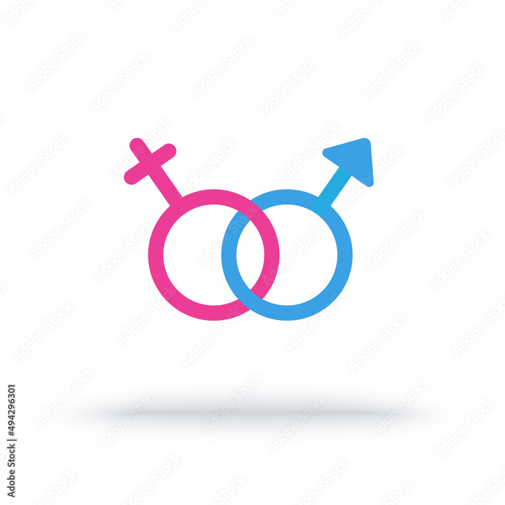 Heterosexual gender symbol. Hetero rientation sign. outline male and female icon together. Blue pink pictogram isolated on white background. Vector simple illustration. Sexual concept. Heterosexual gender symbol. Hetero rientation sign. outline male and female icon together. Blue pink pictogram isolated on white background. Vector simple illustration. Sexual concept.