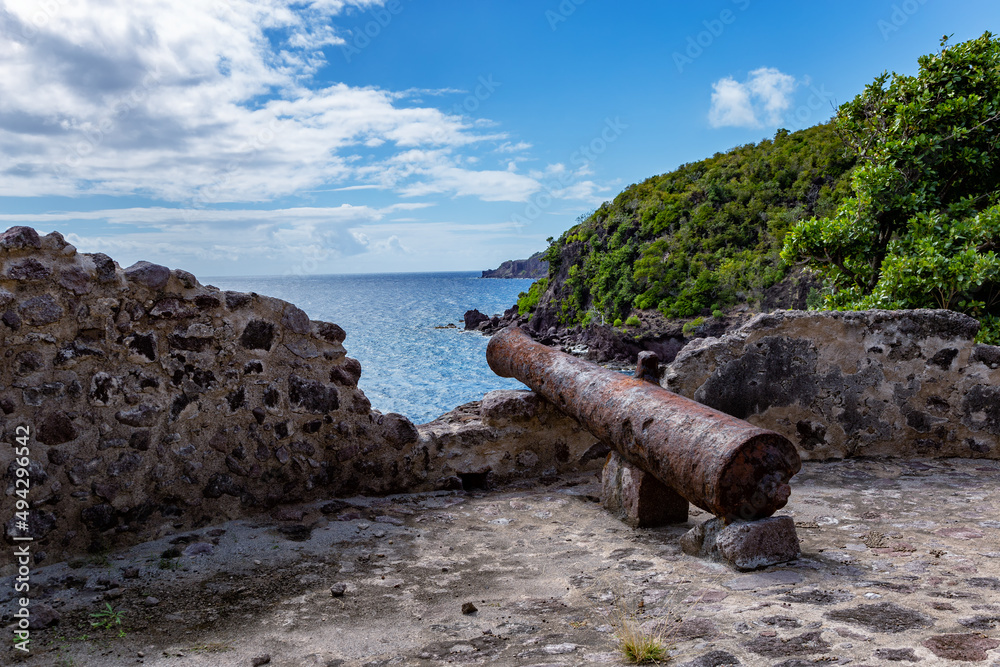 Cannon, Terre-de-Bas, Iles des Saintes, Les Saintes, Guadeloupe, Lesser  Antilles, Caribbean. Stock Photo | Adobe Stock