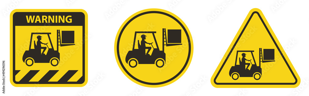 Forklift truck sign,Hazard warning forklift