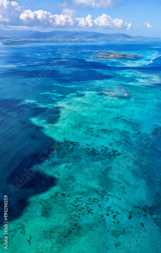 Aerial view of Ilet a Fajou  Grand Cul de Sac Marin  Basse-Terre  Guadeloupe  Lesser Antilles  Caribbean.
