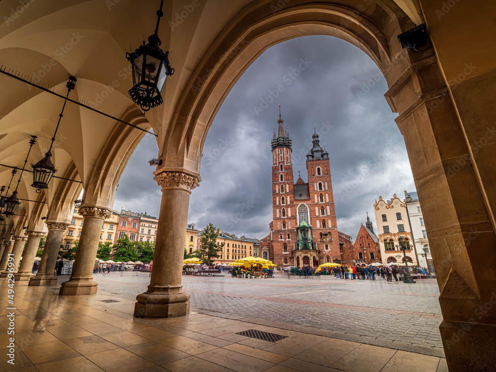 Krakow historical market halls as a key tourist magnet - obrazy, fototapety, plakaty 