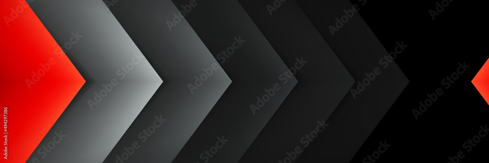 Abastract black background with red accent. Geometry dark pattern. Vector design backdrop