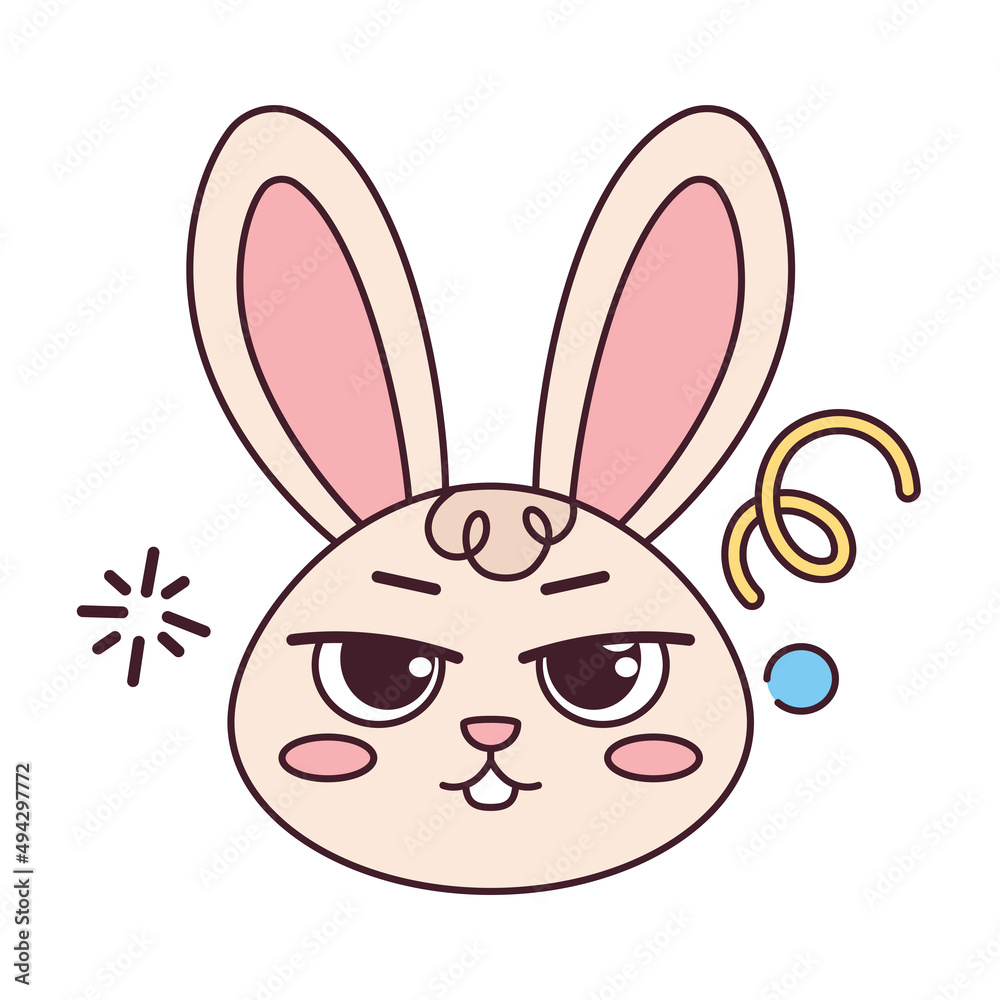 Fototapeta premium Isolated angry rabbit cartoon avatar Vector illustration