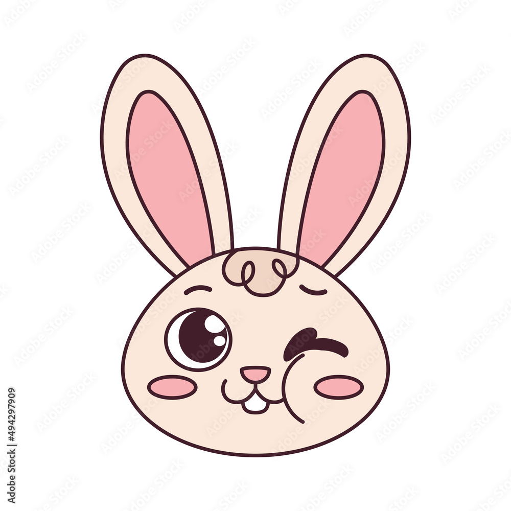 Isolated happy rabbit cartoon avatar Vector illustration Isolated happy rabbit cartoon avatar Vector illustration