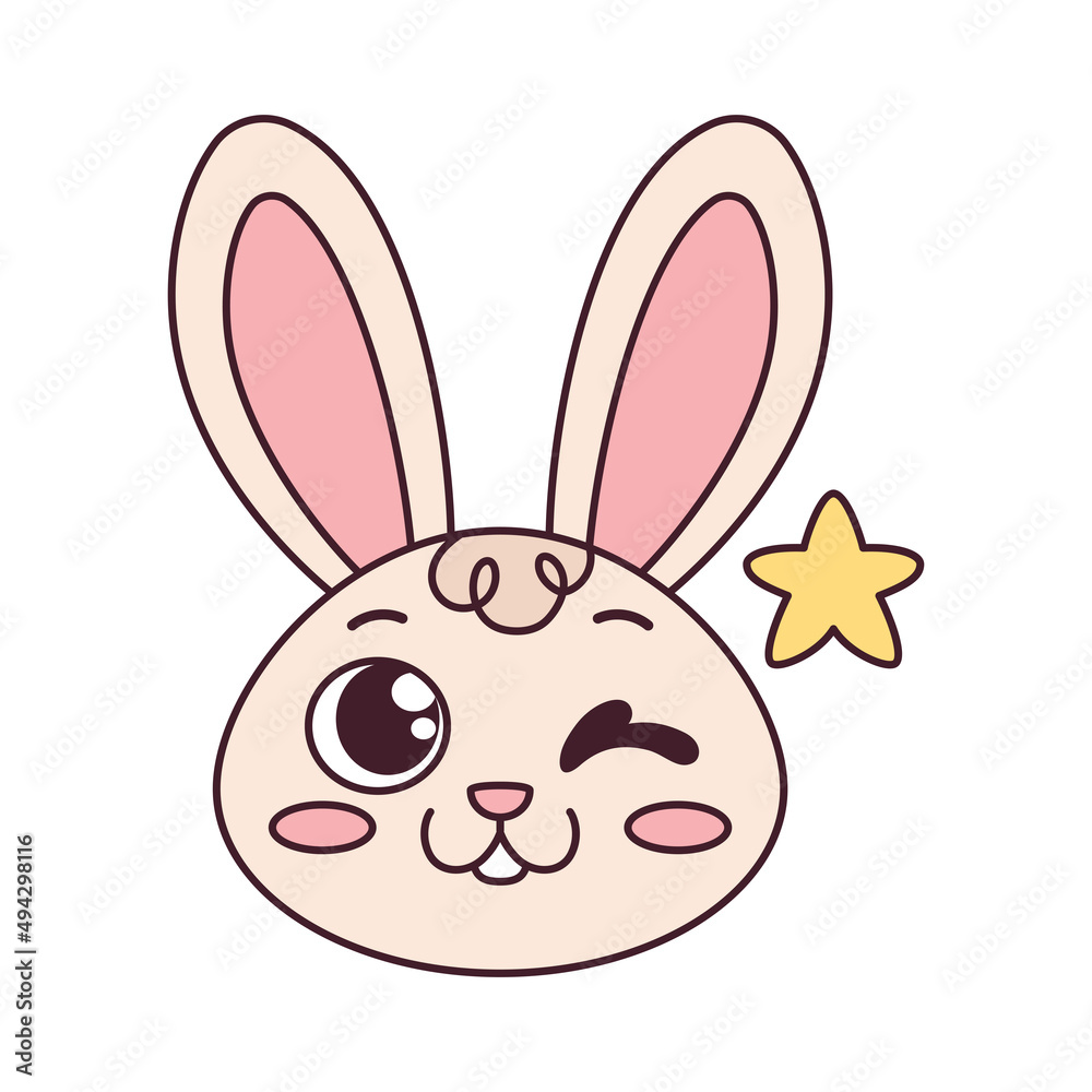 Isolated happy rabbit cartoon avatar Vector illustration Isolated happy rabbit cartoon avatar Vector illustration