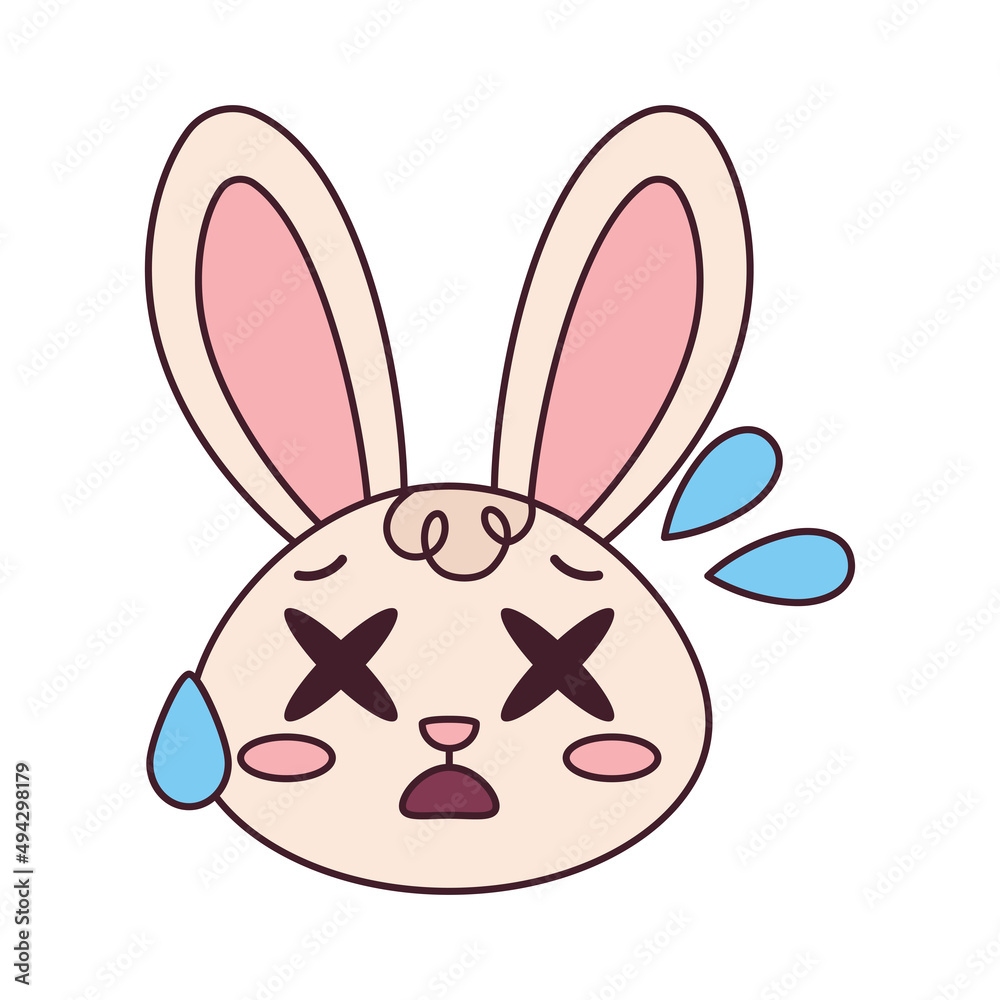 Isolated dead rabbit cartoon avatar Vector illustration Isolated dead rabbit cartoon avatar Vector illustration