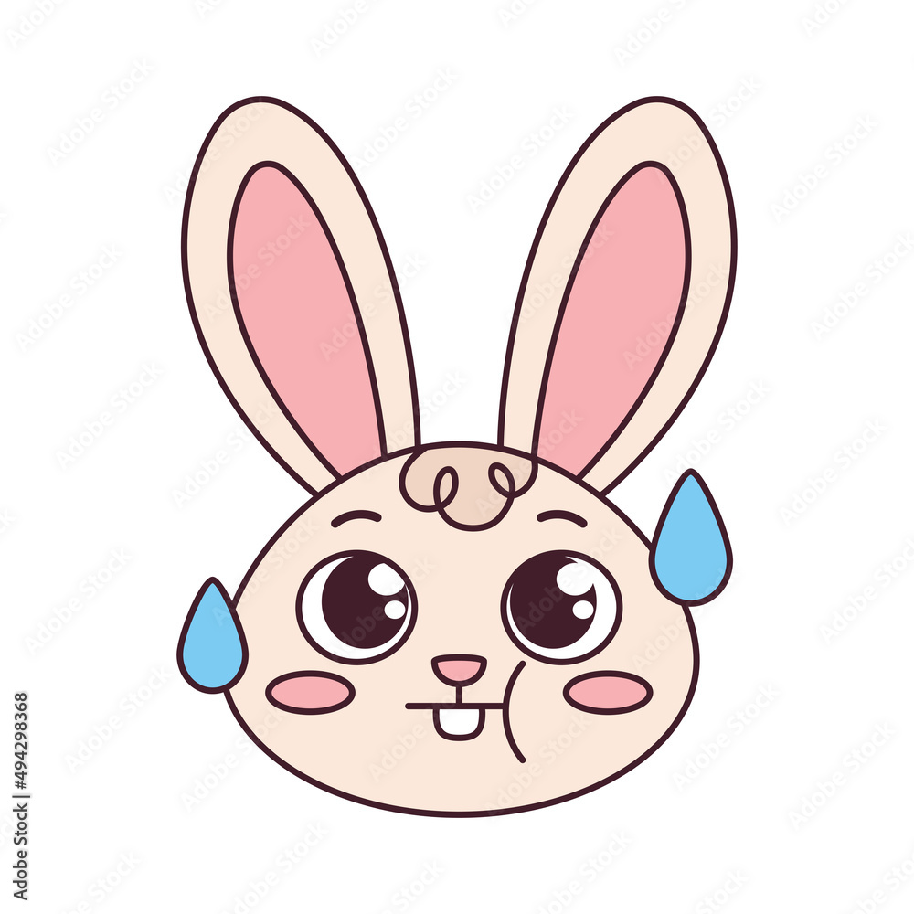 Isolated worried rabbit cartoon avatar Vector illustration Isolated worried rabbit cartoon avatar Vector illustration