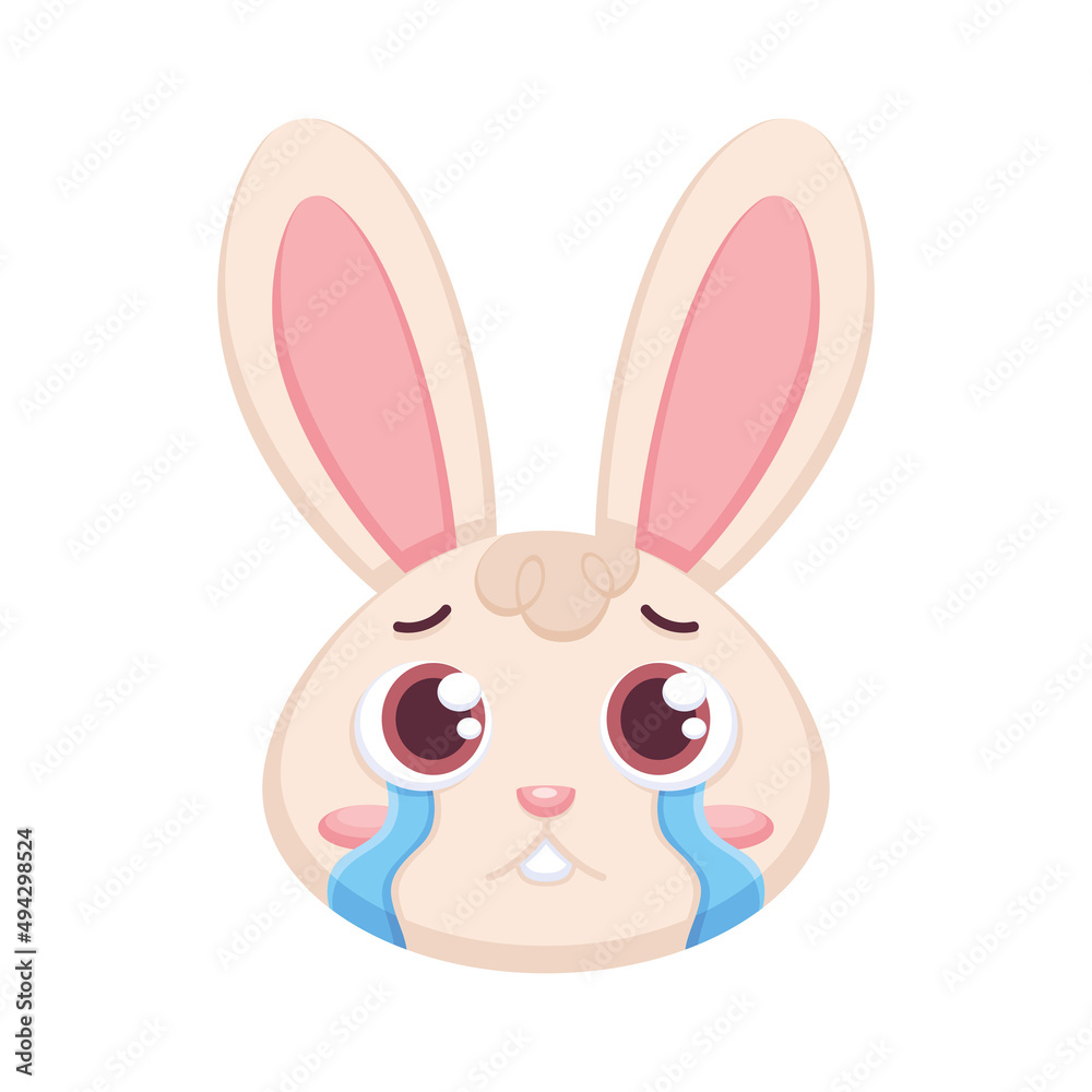 Isolated sad rabbit cartoon avatar Vector illustration Isolated sad rabbit cartoon avatar Vector illustration
