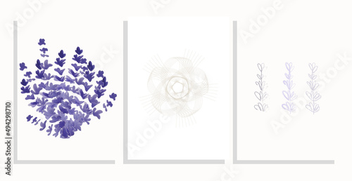bunch lavender vector cover background set