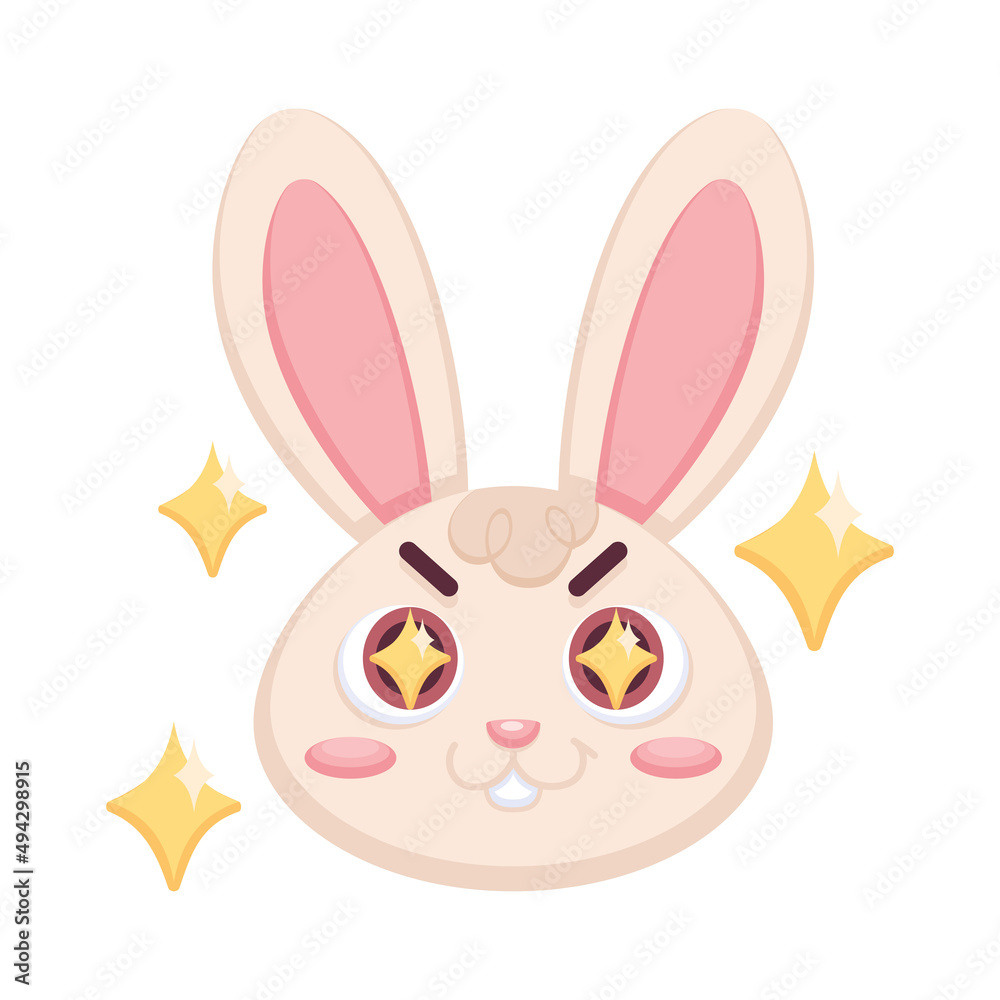 Fototapeta premium Isolated happy rabbit cartoon avatar Vector illustration