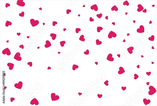 Red heart background. Love confetti background