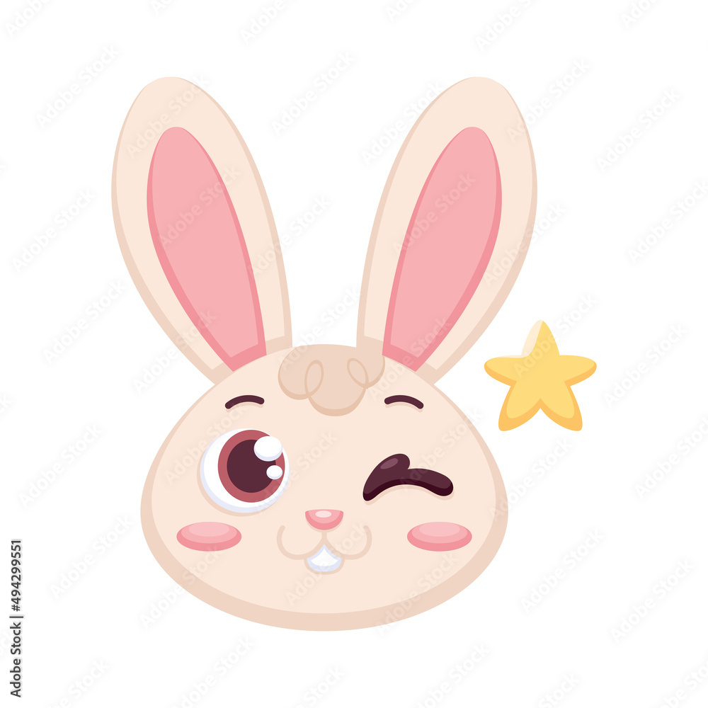 Isolated happy rabbit cartoon avatar Vector illustration Isolated happy rabbit cartoon avatar Vector illustration
