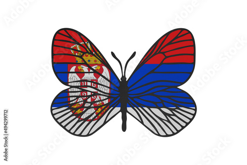 Butterfly wings in color of national flag. Clip art on white background. Serbia © Julia
