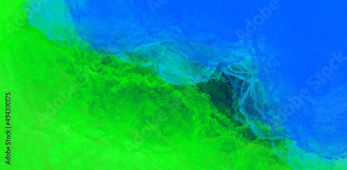 Abstract bright blue green background with marble and water texture and dark green blurs and transitions decorative banner print or website decoration	