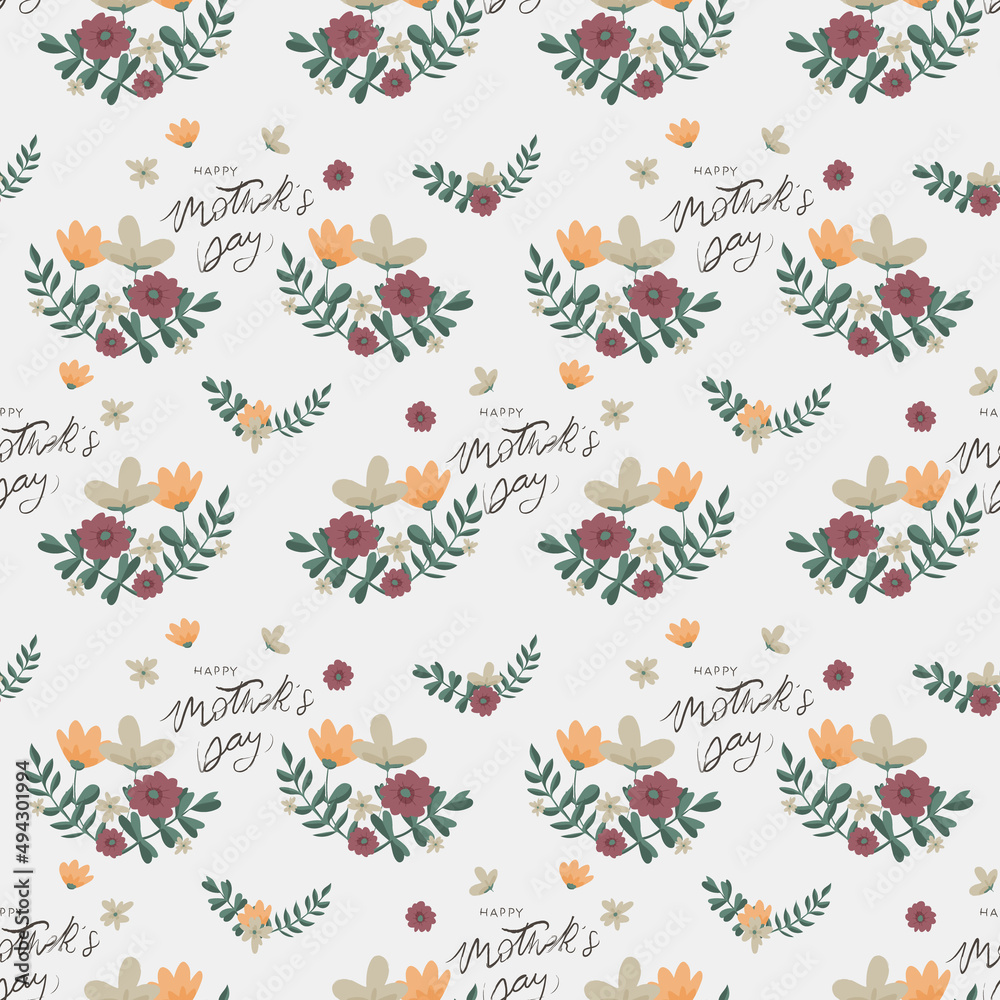 Hand drawn happy mothers day pattern. Hand drawn happy mothers day pattern.