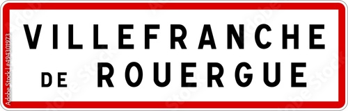 Panneau entrée ville agglomération Villefranche-de-Rouergue / Town entrance sign Villefranche-de-Rouergue