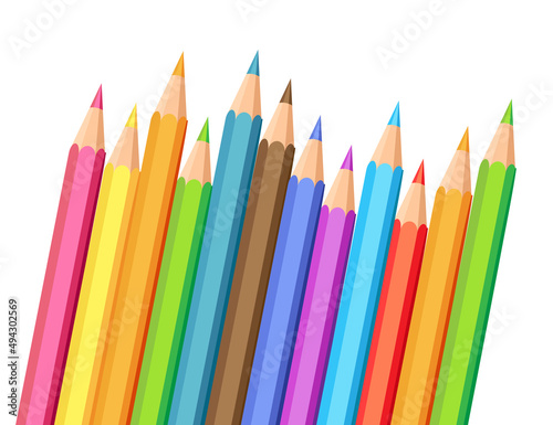 Realistic colorful pencil vector illustration isolated on white