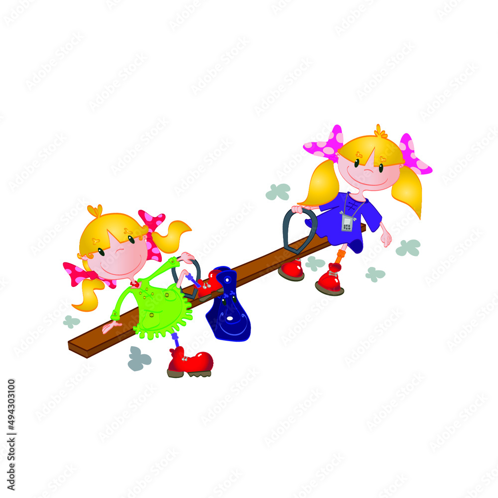 Children playing with toys
Children on seesaws Children playing with toys
Children on seesaws