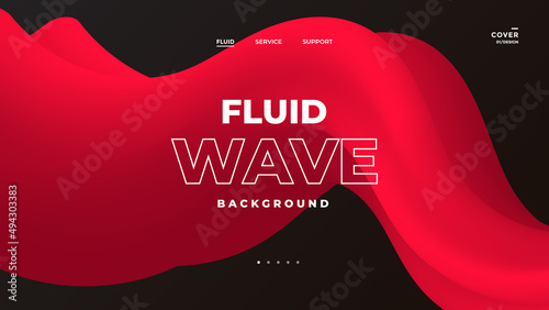 Red fluid 3d wave. Abstract Innovation background design for cover, landing page. Vector