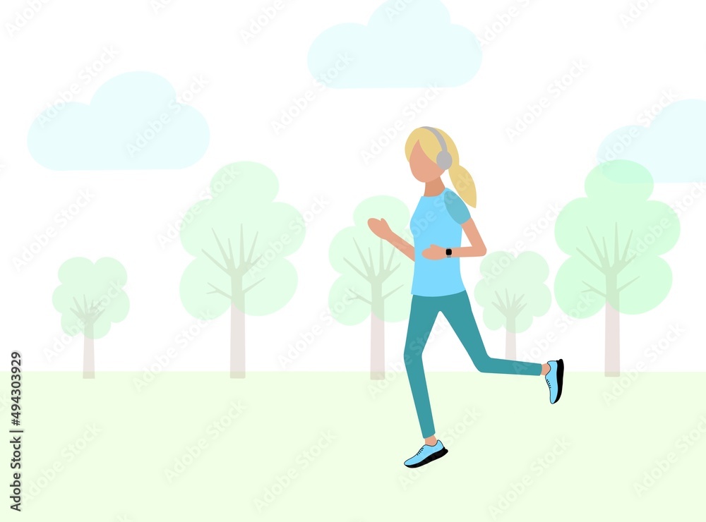Woman running in the park, jogging, run, making sport Woman running in the park, jogging, run, making sport
