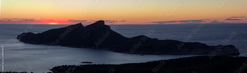 Sunset from Farineta mountain in Mallorca island (Spain)