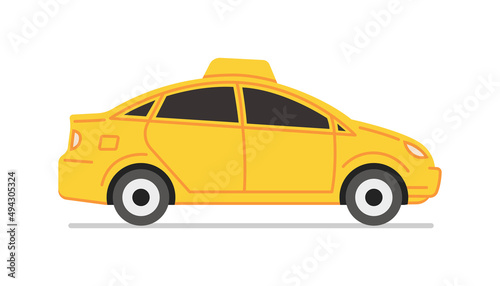 Yellow taxi car on white background. Modern automobile. Vector illustration.
