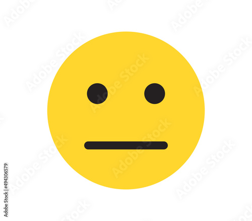 Simple emotion face and yellow cartoon emoji flat vector illustration. 
