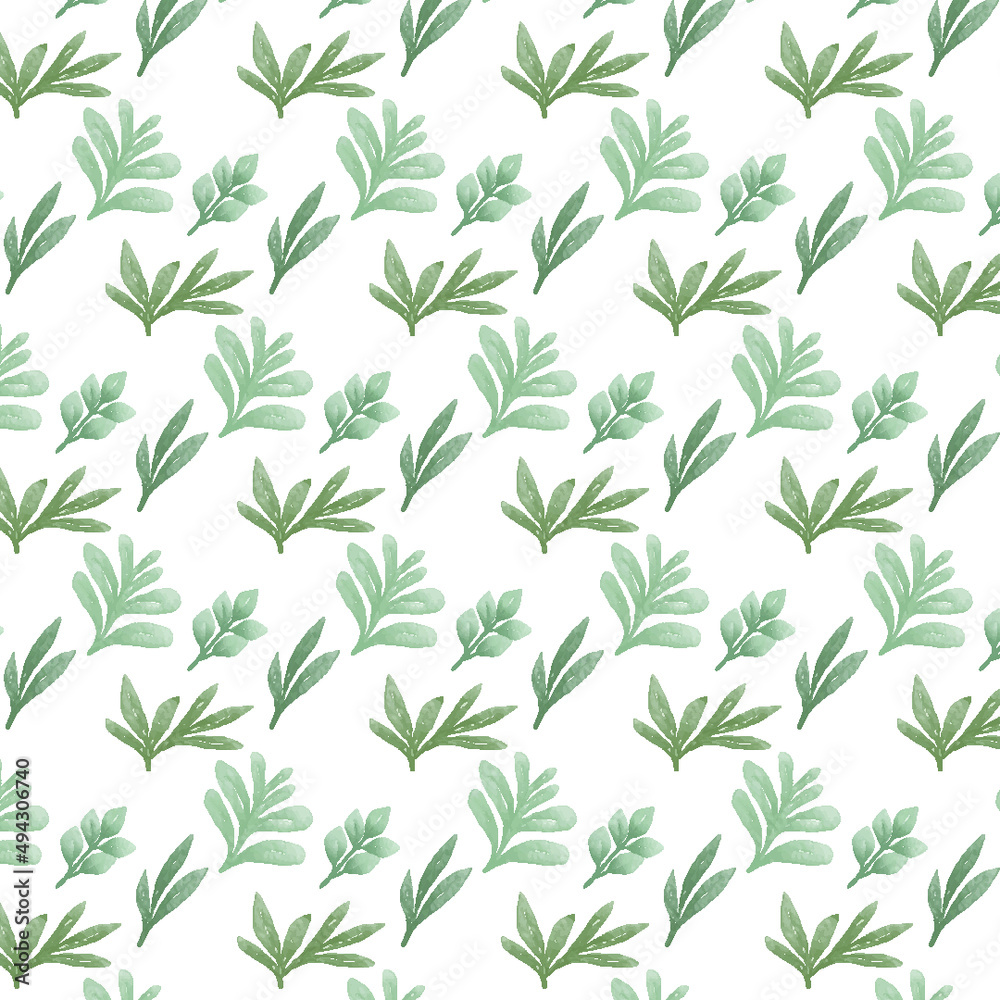 seamless pattern with green leaves