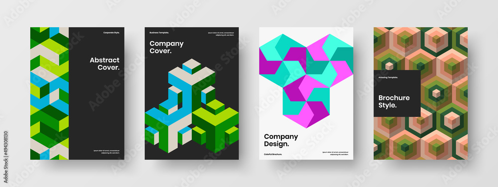 Fototapeta premium Premium geometric pattern banner concept composition. Abstract company identity A4 design vector illustration bundle.