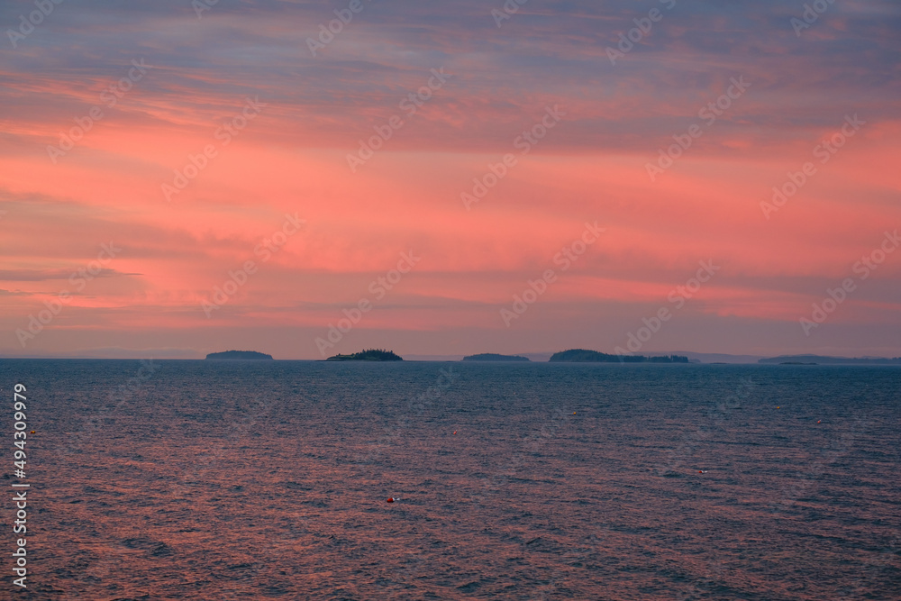 Maine islands sunset