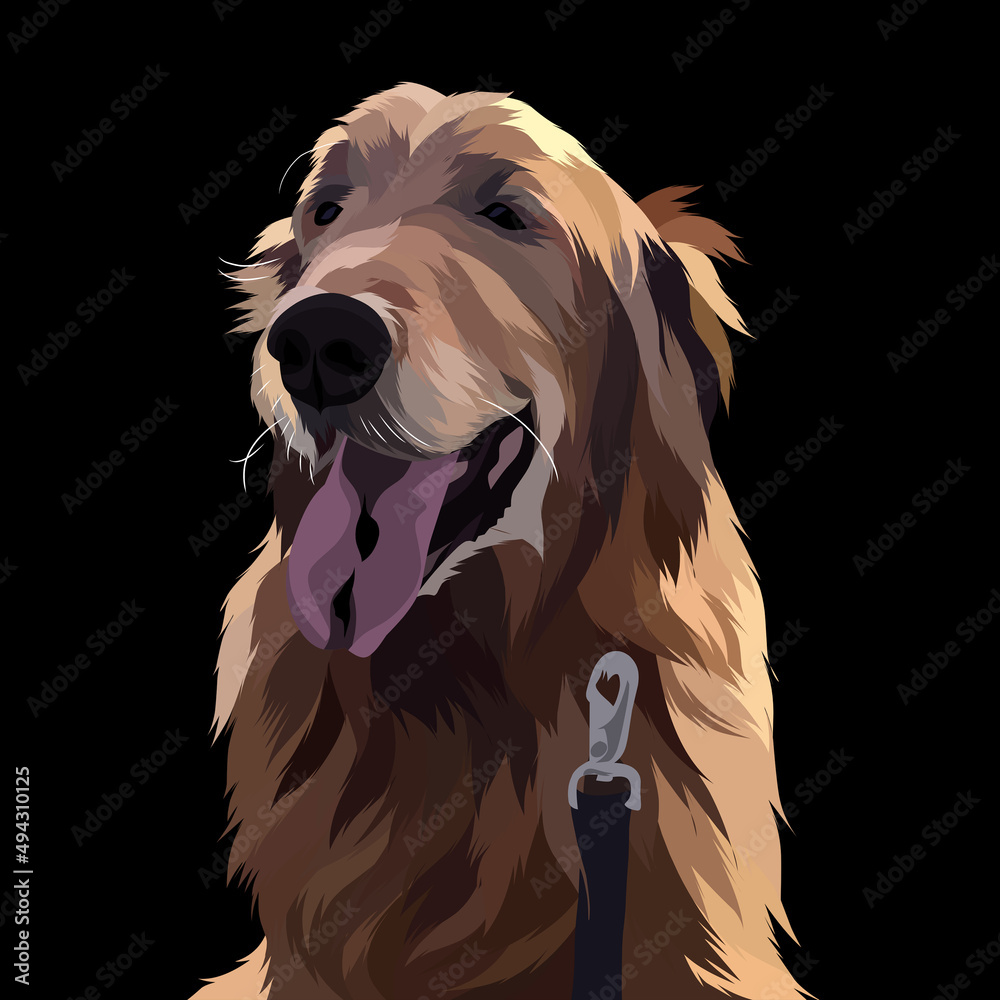 Dog pop art illustration black background