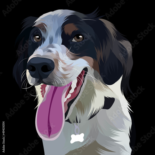 Dog pop art illustration black background