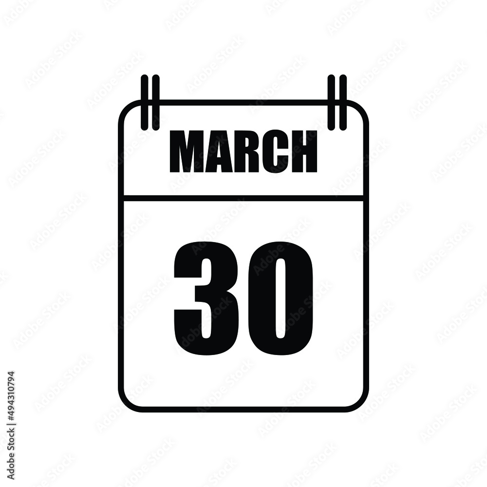 Outline 30 March Calendar Icon Vector Illustration . Date , Day Of Mouth Outline 30 March Calendar Icon Vector Illustration . Date , Day Of Mouth