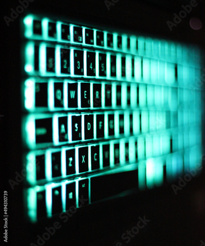 keyboard colored gaming focused on keys for computers