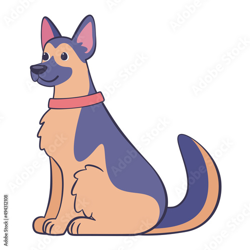 Isolated cute german shepherd dog breed cartoon Vector illustration