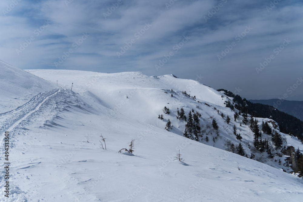 winter mountain landscape, Piatra Mare Mountains, Romania 