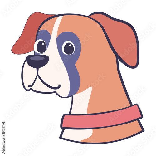 Isolated cute boxer dog breed cartoon Vector illustration